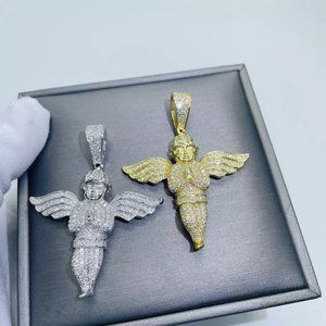 Iced Out S925 VVS Moissanite Jesus Arch Angel Pendant Necklaces